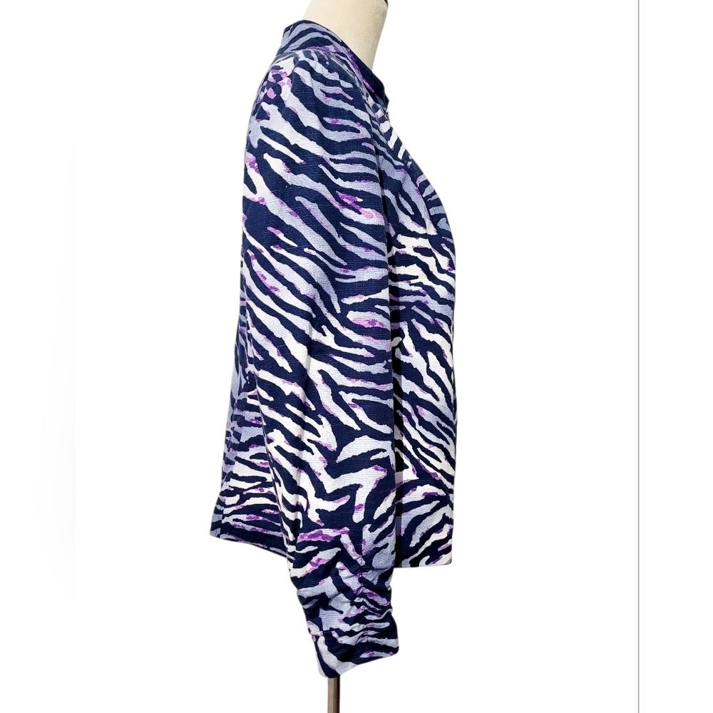 Susan Graver Women’s Zip Front Jacket Size Medium Zebra Print Purple Navy Lined - Picture 4 of 16